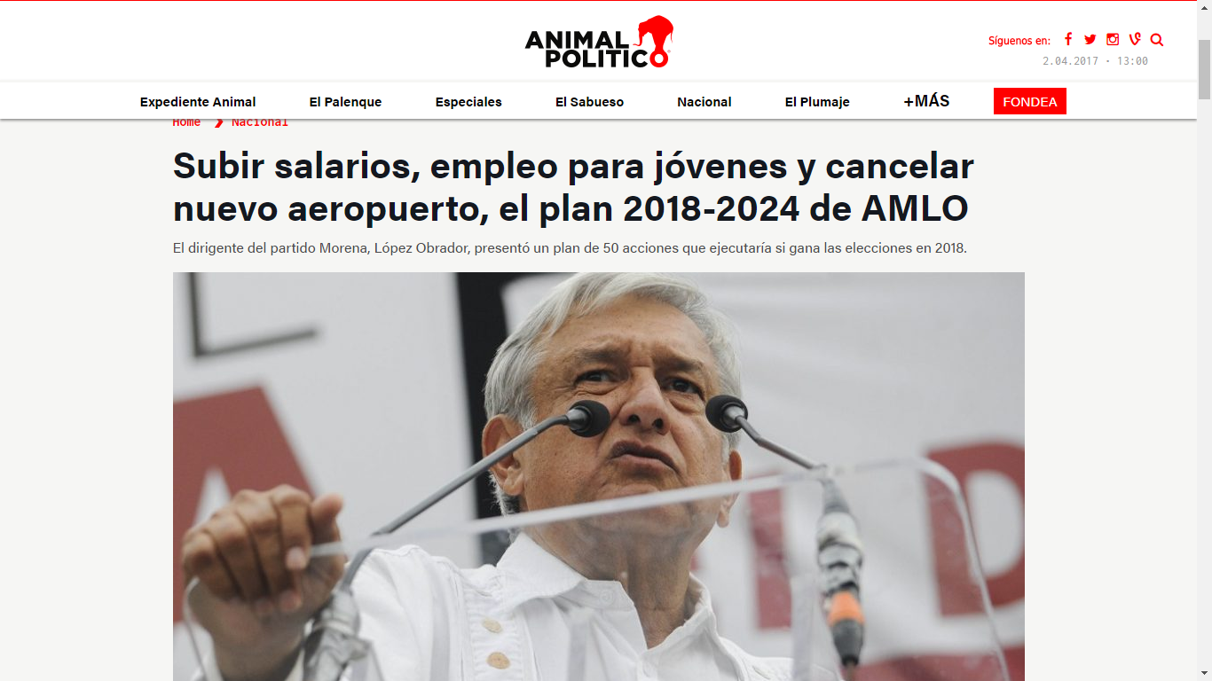 Subir salarios, empleo para jóvenes y cancelar nuevo aeropuerto, el plan 2018-2024 de AMLO